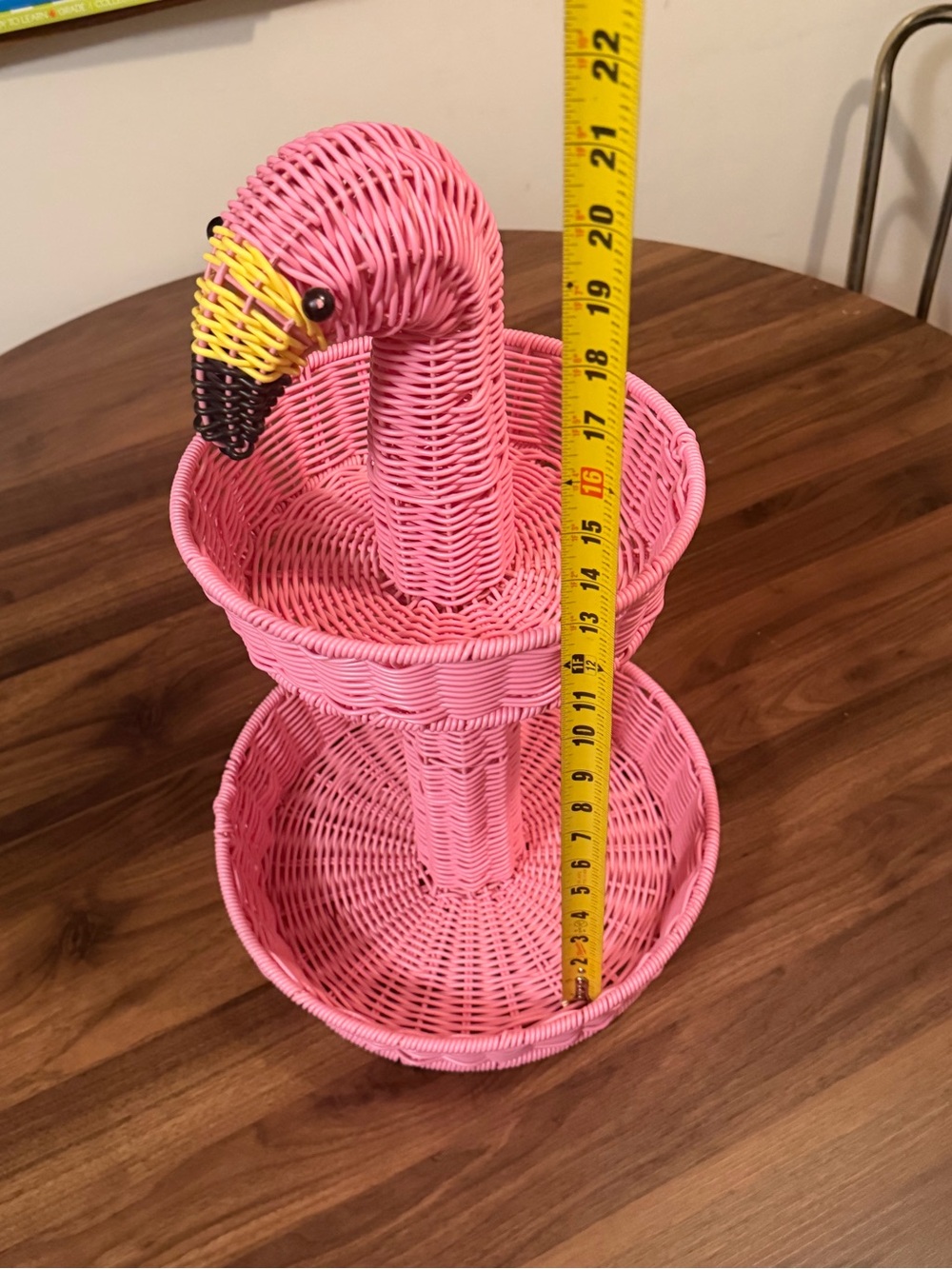 Charming Pink Flamingo Wicker Two-Tier Basket - Picture 10 of 16